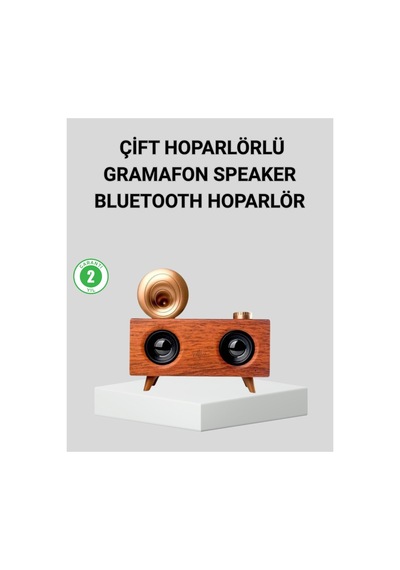 Gramafon Hoparlör Çift Stereo Sesli Fm Radyo Destekli