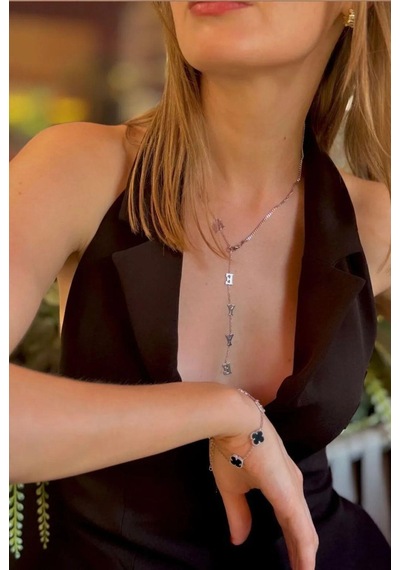Kişiye Özel İsimli Y Model Gümüş Kadın Kolye Gümüş