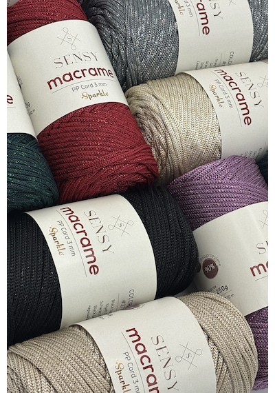 Sensy Simli Polyester 3 Mm Makrome İpi Mor 250 Gr Supla İpi Ve Çanta İpliği Polyester İp