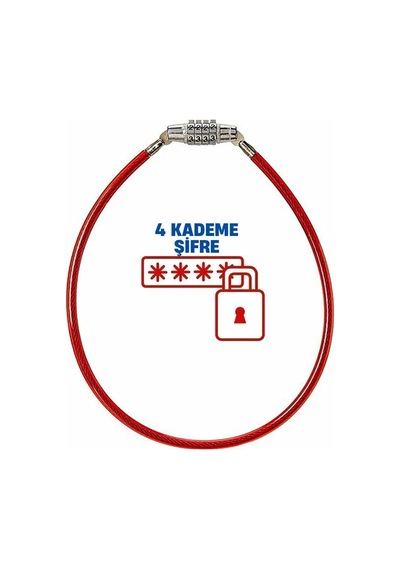 4 Kademe Şifreli 50 Cm Bisiklet Kilidi 427626 No Color - 5694649 No Color