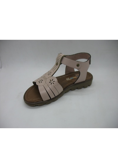 Raduno 0329 Doğal Deri , Çiçekli Kız Çocuk Pembe Sandalet 26-30 Pembe