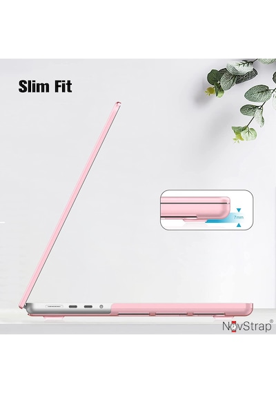 Novstrap Apple Macbook Pro 16 İnç M3/m3 Pro/m3 Max A2991 İle Uyumlu Kılıf Sert Parlak Koruma Kapak Pembe