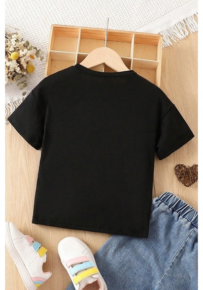 Uyguntarz Çocuk True Of Baskılı Pamuklu Tshirt Siyah