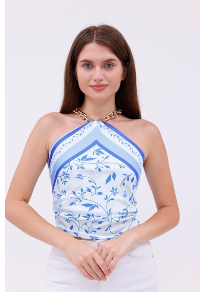 Akdeniz Dalları Model Fular Bandana Şal Estascarf 70x70 Cm Renkli