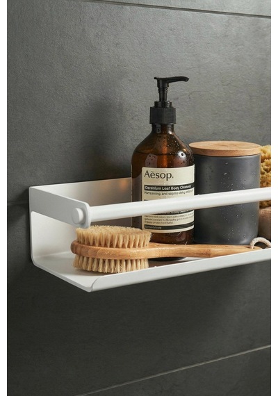 Zift Unique 25cm Paslanmaz Çelik Duş Rafı, Yapışkan Montaj Banyo Rafı,beyaz Mondern Şampuanlık