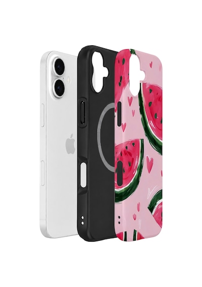 Apple iPhone Uyumlu 17 Vorian Çift Katmanlı Magsafe Kılıf Watermelon Hearts