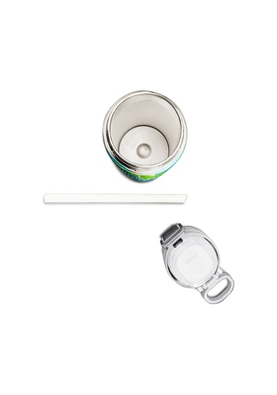 Coral High Kids Mavi Yeşil Dinozor Desenli Pipetli Ve Direkt İçim Çelik Termos 500 Ml 31798 Mavi