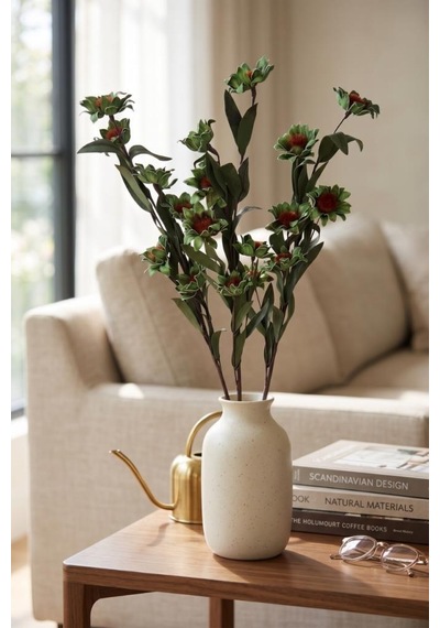 Yapay Çiçek Lateks Papatya Dalı 6 Çiçekli 60 Cm Gerçek Dokulu Dekoratif Çiçek Lila