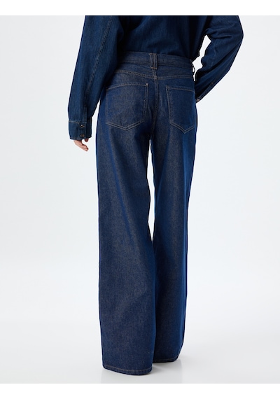 Koton Geniş Paça Kot Pantolon Dikiş Detaylı Cepli Düğmeli Normal Bel - Wide Leg Jeans Koyu İndigo 5wal40236md İndigo Koton Geniş Paça Kot Pantolon Dikiş Detaylı Cepli Düğmeli Normal Bel - Wide Leg Jeans Koyu İndigo 5wal40236md İndigo
