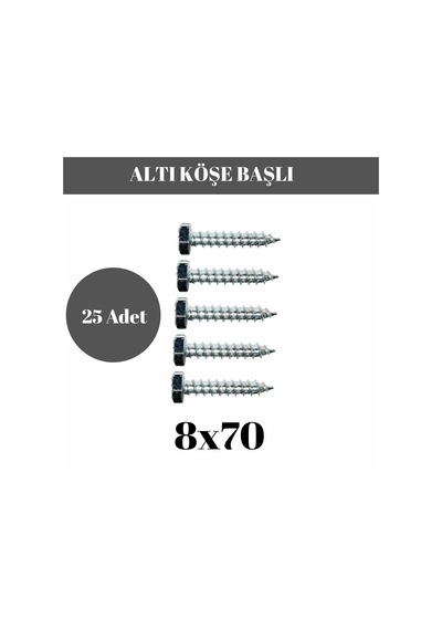 Trifon Vida 8x70 Mm Altı Köşe Anahtar Başlı Vida 25'li Paket 8 x 70 MM
