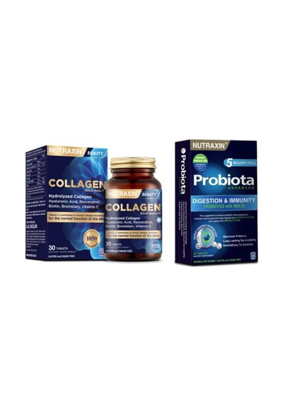 Tr Hidrolize Kolajen, Hyalüronik Asit, Resveratrol, Biotin, Çinko İçeren 30 Tablet + Probiota Advanced 60 Tablet Set