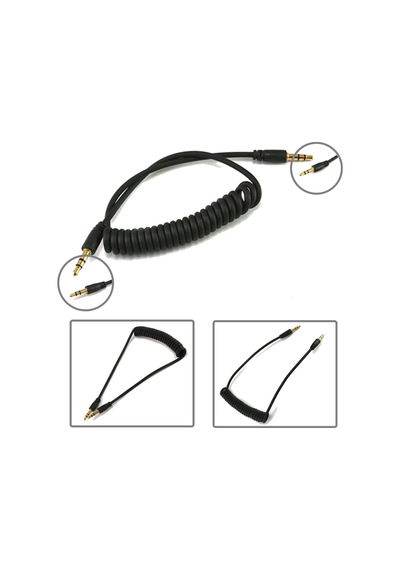1 Metre Spiralli AUX 3.5mm Kulaklık Ses Erkek Uçlu Aktarma Kablo