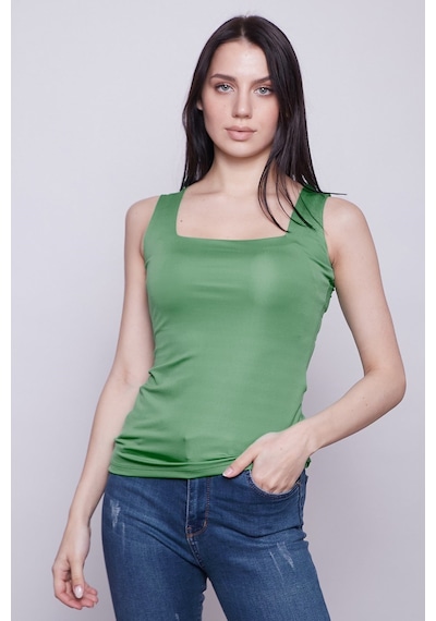 Jument Kare Yaka Kolsuz Likralı Parlak Kumaş Body- Yeşil Yeşil Jument Kare Yaka Kolsuz Likralı Parlak Kumaş Body- Yeşil Yeşil