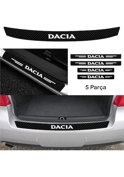 Dacia Logan İçin Uyumlu Aksesuar Oto Bağaj Ve Kapı Eşiği Sticker Set Karbon