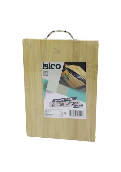 24x34 X 1.7cm Lux Ahşap Bambu Kesim Panosu - Kesme Tahtası Metal Kulplu 5570 Çok Renkli