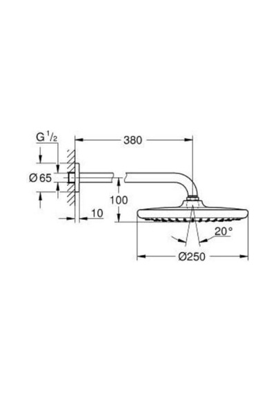 Grohe Tempesta 250 Tepe Duşu Seti 380 Mm, Tek Akışlı - 266682430 Krom