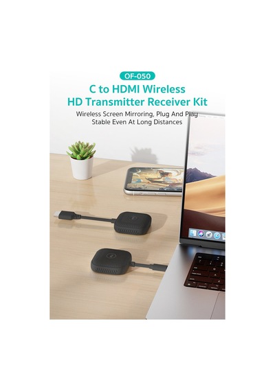 Type-c To Hdmı Kablosuz Görüntü Aktarıcı 50m 1080p Hd Verici Alıcı Kit