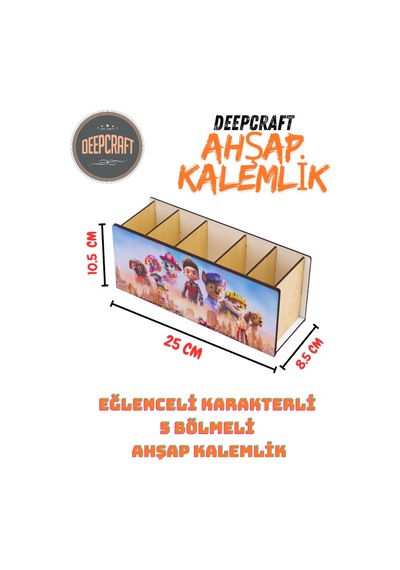 Deepcraft Ahşap Çocuklar İçin Masa Üstü Kare Kalemlik & Organizer-pawpetrol