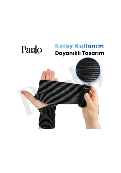 Siyah Elastik Bandaj 10 Cm X 1,5 M 3'lü Set %300 Esnek, 4,5 M'ye Kadar Uzayan, Metal Kancalı Destek Ve Sargı Bandajı