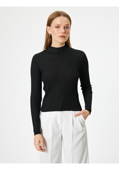 Koton Dik Yaka Triko Kazak Uzun Kollu Slim Fit Siyah 5wak90017ht Siyah