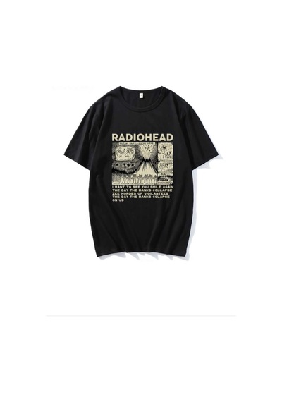 Kozia Outdoors Malkocbey Radihead Baskılı Oyaka Oversize Unisex T-şhirt Siyah SIYAH