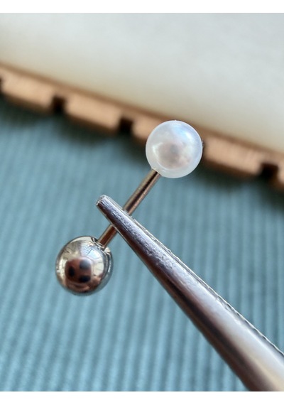 %100 316 L Cerrahi Çelik 5mm İnci Helix Tragus Kıkırdak Conch Çelik Piercing 8 Mm Gümüş