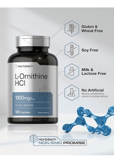 Horbäach L Ornithine Hcl 1900mg 120 Quick Release Capsul.ma...