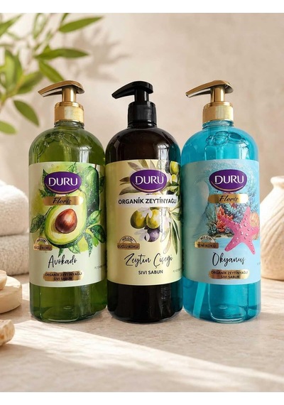 Organik Zeytinyağlı Sıvı Sabun 3'lü Set, Avokado 750ml + Zeytin Çiçeği 750ml + Okyanus 750ml