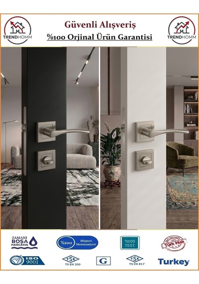 Trendhomm Bravo Rozetli İç Kapı Kolu - Nikel Saten - Wc Banyo
