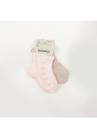 Katamino Minimi 2'li Kız Bebek Çorap 44162 Pembe-mürdüm