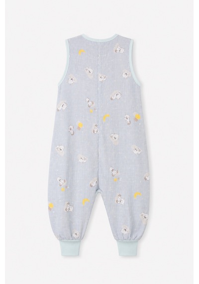 Babyhola Yazlık Müslin Çocuk Uyku Tulumu 1-8 Yaş Unisex Kısa Kollu %100 Pamuk 2703 Mavi