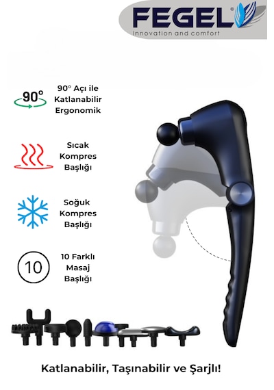 Fg-2024 Profesyonel Katlanabilir Sıcak & Soğuk Masaj Aleti Siyah