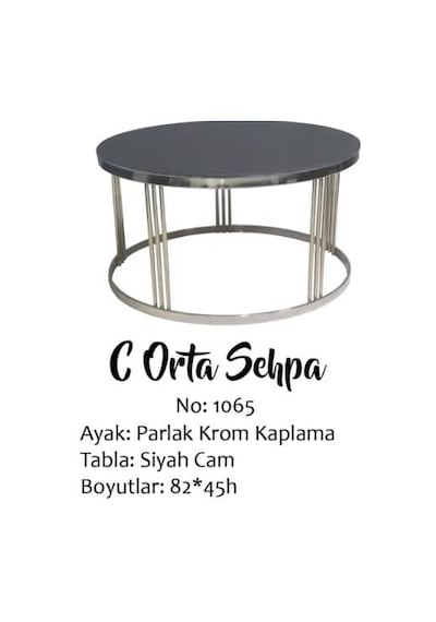 Orta sehpa Brc C Model Düz Siyah Temper Cam Metal çelik Gümüş krom renk Kaplama Ayak El Yapım Orta sehpa Brc C Model Düz Siyah Temper Cam Metal çelik Gümüş krom renk Kaplama Ayak El Yapım