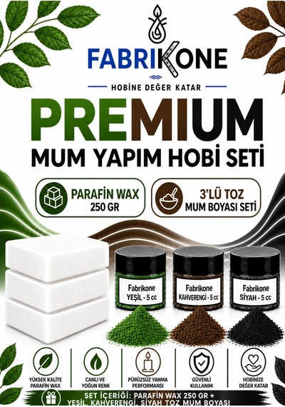 Premium Mum Yapım Hobi Seti - Parafin Wax 250 Gr - 3'lü Toz Mum Boyası Seti - Yeşil, Kahverengi, Siyah Bkfabpw2503ykhs Karışık