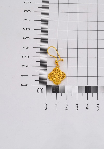 Bilezikci Yaşam Çiçeği Sallantılı 14 Ayar Altın Küpe Sarı Altın
