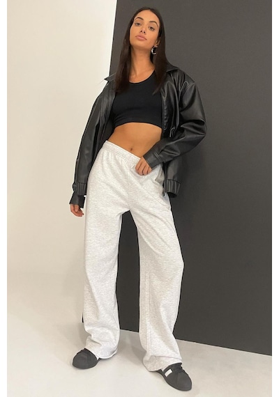 Madmext Gri Wide Leg Basic Eşofman Altı Mg1916-gri Gri