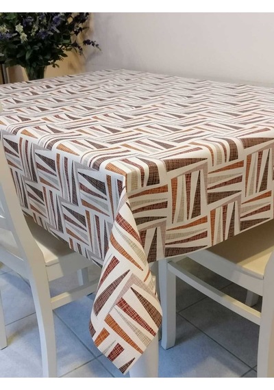 Elyaflı Pvc Muşamba - Desenli Silinebilir Masa Örtüsü 02mrl123a Kahve