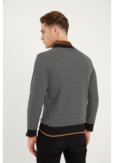 1039 Dewberry Erkek Sweatshırt-siyah-beyaz Siyah-beyaz