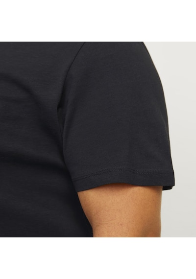 Jack & Jones Büyük Beden Sifir Yaka Kisa Kollu Tisört - Caleb - 12258871 Siyah