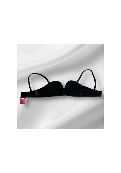 Pretty Wiolina 4030 Kalın Çizgili Kumaş Lazer Kesim Dikişsiz Push Up Dolgulu El Destekli Sütyen Siyah