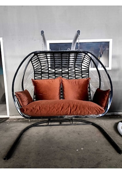 Stylehome Çift Kişilik Salıncak, Bahçe Salıncağı, 2 Kişilik Balkon Salıncağı, Çift Kişilik Armut Salıncak Antrasit
