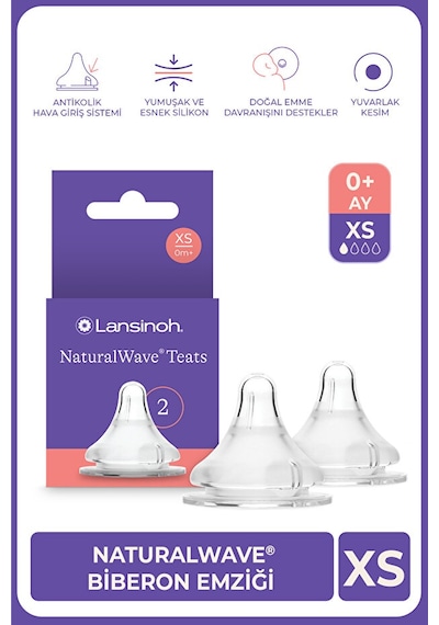 Lansinoh® NaturalWave® 2'li Biberon Emziği Ekstra Yavaş Akışlı (0 Ay+)