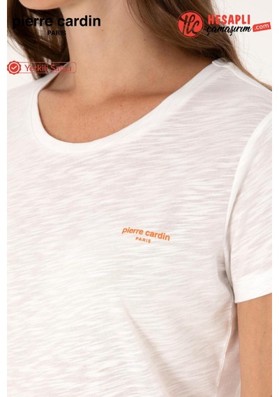 Pierre Cardin Paris Premium Kadın Beyaz Bisiklet Yaka Kısa Kol Şortlu Pijama Takım