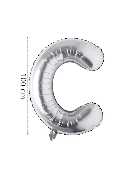 Folyo Balon C Harfi Helyum Balon 100 Cm Gümüş Renk - C Harf Balon - Harf Folyo Silver Balon Çok Renkli