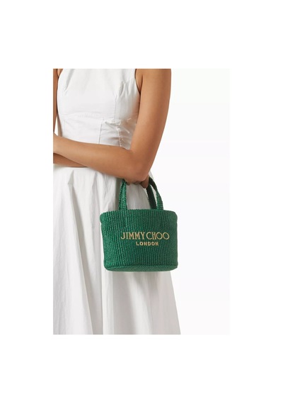 Jimmy Choo Tığ Işi Plaj Çantası, Rafya, Yazın Vazgeçilmezi, Geniş Iç Hacim Yeşil