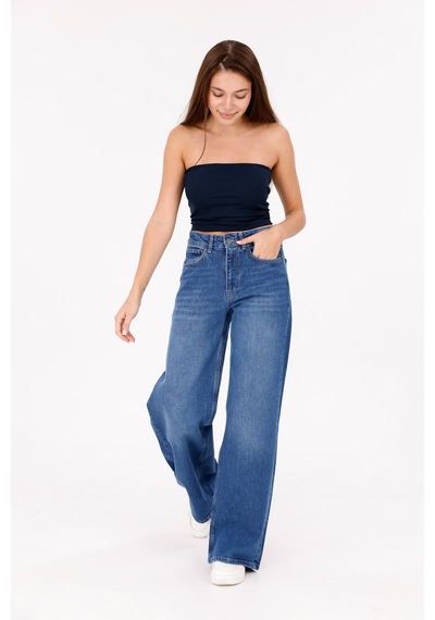 Eseclass Mavi Yıkama Kadın Yüksek Bel Baggy Jean Mavi Mavi Eseclass Mavi Yıkama Kadın Yüksek Bel Baggy Jean Mavi Mavi