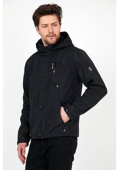 Sivaist Yeni Sezon Erkek Siyah Softshell Kapüşonlu Iç Cepli Mont