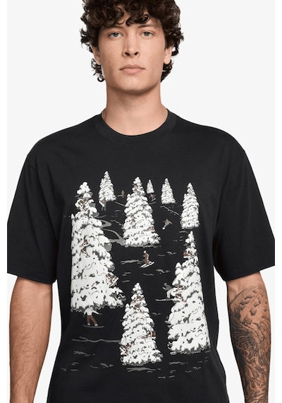 Nike Jordan Brooklyn Holiday Crew Mens Black Tee Grafik Baskılı Pamuklu Erkek Tişört Siyah