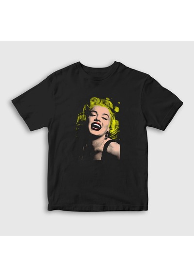 Presmono Unisex Çocuk Blonde Marilyn Monroe T-shirt Siyah