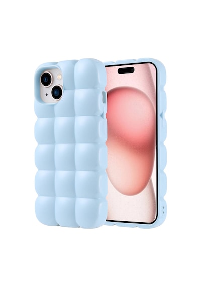 Apple Uyumlu iPhone 15 Kılıf Parlak Esnek Silikon Zore Dom Dom Kapak Mavi